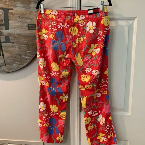 Tommy Hilfiger Vintage Red Floral Print Pants sz 7 - Picture 3 of 4